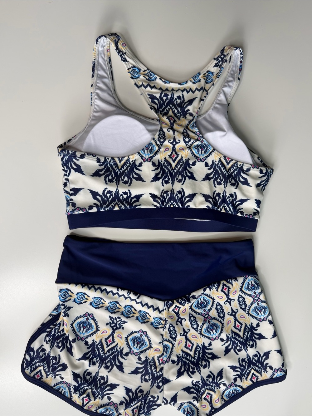Aleumdr Women’s 3-Piece Athletic Tankini Swimsuit Set Cream & Blue • Size S•NWOT - Picture 5 of 11